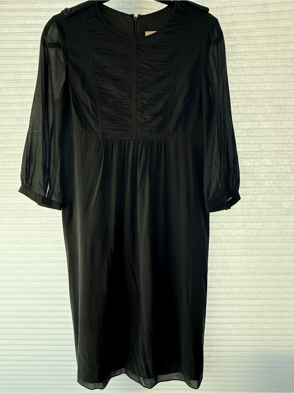 Burberry Black Sheer-Sleeve Shift Dress